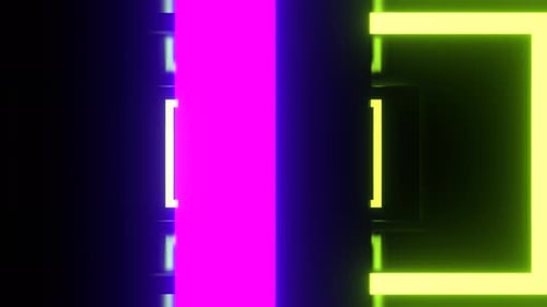 Purple And Light Green Strobe Neon Square Abstract Background Vj Loop I 4K