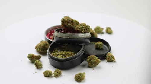 Cannabis Nugs with Disassembled Grinder