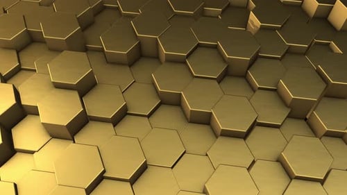 Animated Golden Hexagon Geometric Pattern Background
