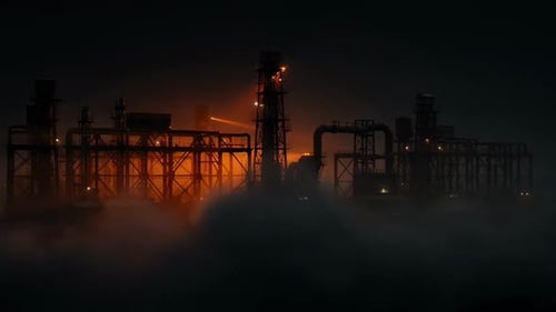 Industrial Complex At Night