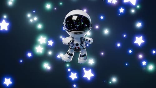 Cartoon Astronaut Loop Animation Satisfying Video