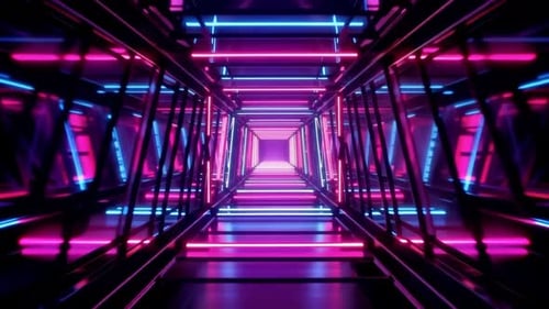 Futuristic SciFi Neon Light Tunnel Motion Graphic