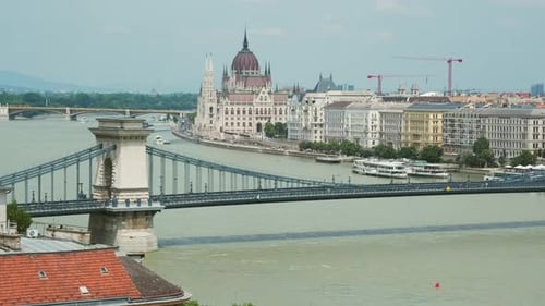 Budapest City and Hungarian Parliament Building on Danube