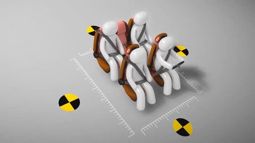 3D Animation of Car Crash Test Dummies and Vehicle Safety