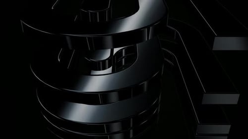 Abstract Glossy Black Shapes Rotating Animation