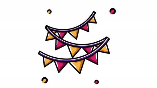 Animated Cartoon Bunting Flags for Celebration Events