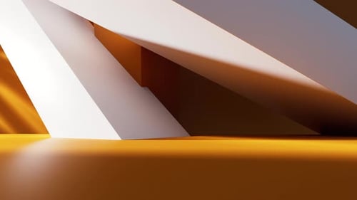 Abstract Geometric White Shapes with Golden Light Background