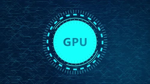 4K Futuristic GPU Concept with Rotating HUD Elements and Circuitry Design