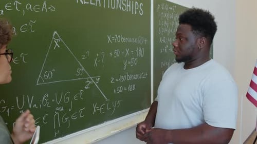 African American College Student Solving Problem