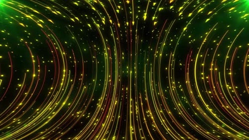 Particle Curve Line Falling With Optical Leans Effects Animation. Neon Curve Arrow Falling Down