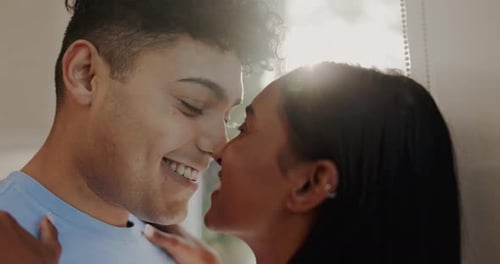 Happy Couple Embracing with Romantic Feelings