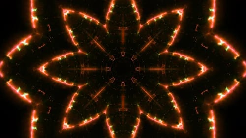 Vibrant Green Orange Geometric Kaleidoscope Loop Background