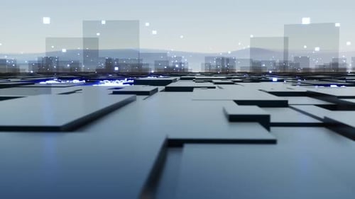Animierter Technologie-Hintergrund für digitale Netzwerktechnik Etage 5