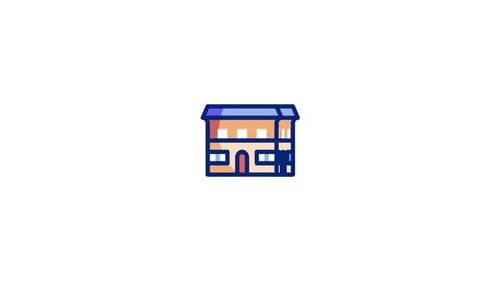 Flat Design Building Icon Reveal Animation