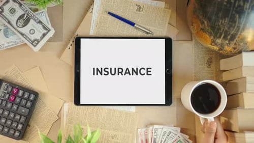 INSURANCE DISPLAYING ON FINANCE TABLET SCREEN