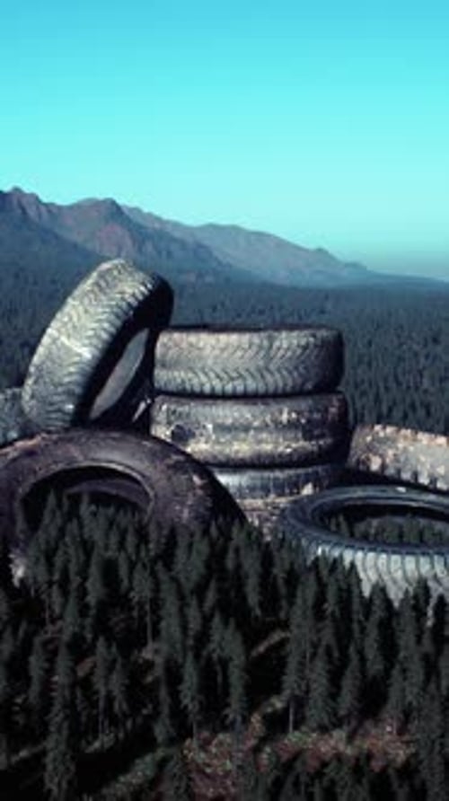 Abandoned Car Tires in Mountains