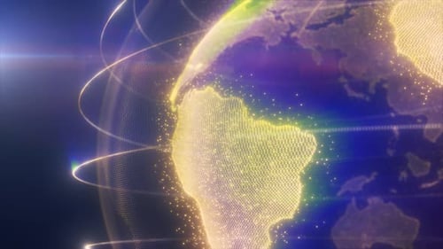 A digital representation of green Earth encircling the planet