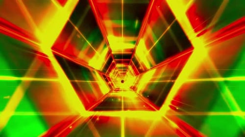 Futuristic Glowing Hexagon Tunnel Geometric Loop Background