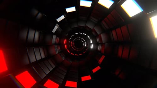 Red And White Neon Spiral Screens Tunnel Background Vj Loop In 4K