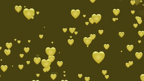 Golden Hearts Floating Upwards Loop Background