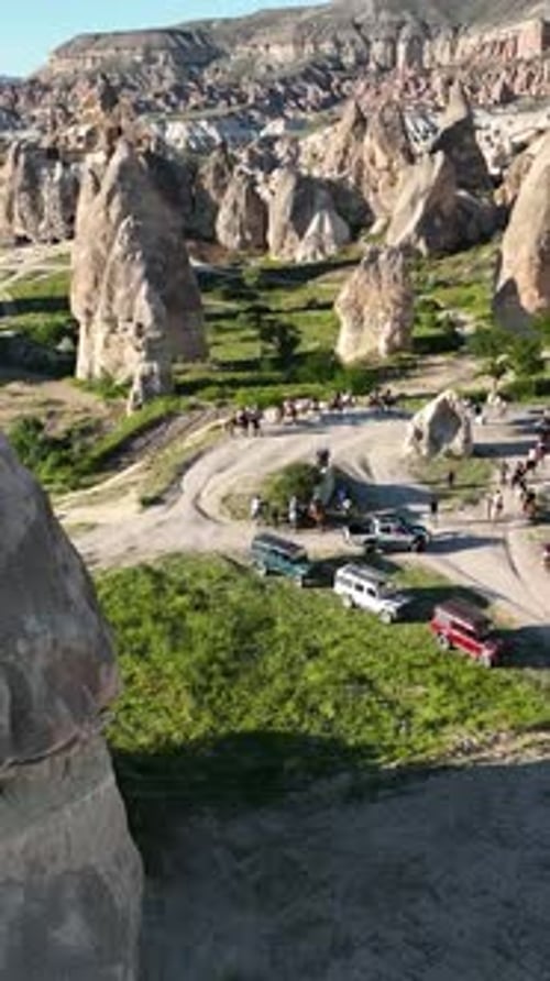Vertical Video Horseback Riding in Cappadocia Aerial View