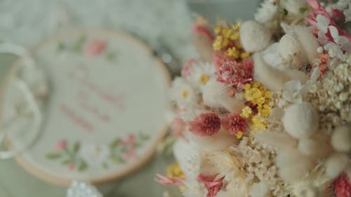 soft blooms gathered in a delicate handcrafted wedding detail