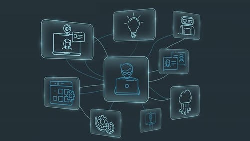 Futuristic Digital Network of Technology Concepts and Connections