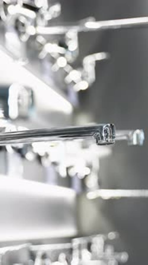 Exhibition Showcase in Store with Faucets for the Kitchen and Bathroom Vertical Video
