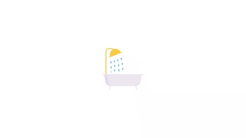 Animated Flat Design Bathtub and Shower Icon