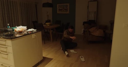 Man Collapsing at Home Slow Motion