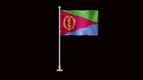 Eritrea Flag Waving Animation with Alpha Channel