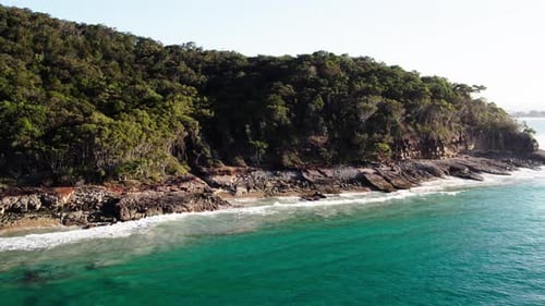 Aerial View Of Tropical Beach In Noosa, Queensland, Australia - Drone Shot