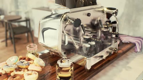 Máquina de café lista para hacer café caliente