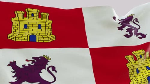 Animated Flag Waving with Castles and Lions Emblems