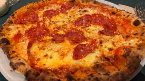 Delicious Freshly Made Pepperoni Pizza, Close-Up