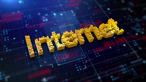 3D Pixelated Internet Text Title on Futuristic Digital Background