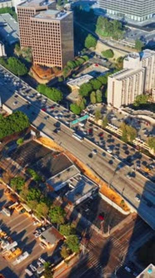 Traffic flow by the wide-lane roads of Los Angeles.