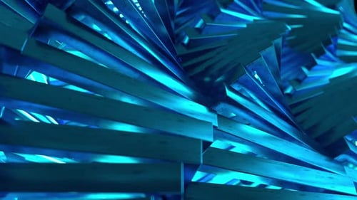 Glowing Blue Geometric Shapes Dynamic Rotation Animation