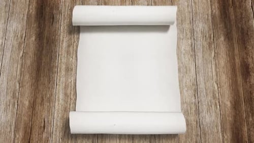 Epic white Scroll Opens on wooden background