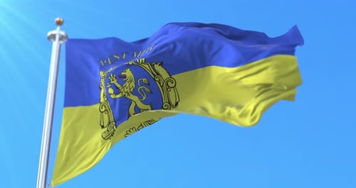 Realistic Waving Flag of Pest County Hungary