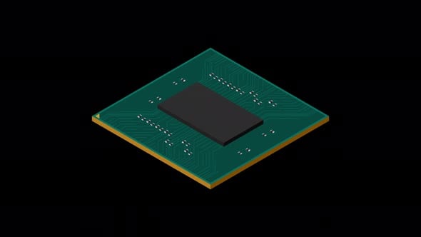Isometric processor animation. Central processing unit or CPU. Computer ...