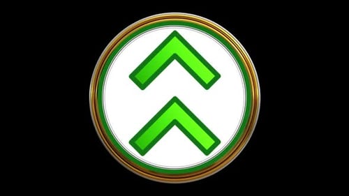 3D Gold Green Upward Arrows Animated Icon