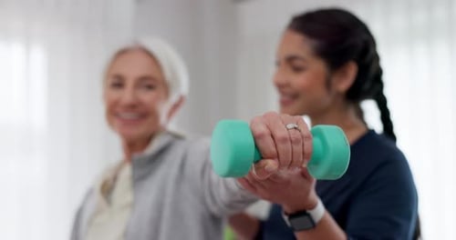 Woman Exercises with Support from Trainer at Home