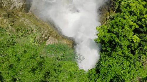Waterfalls in Tropical Mountain Lake Sebu Philippines