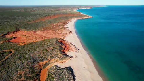 Aerial view of Barn Hill Beach and cliffs, Australia.