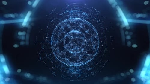 Abstract Digital Technology Sphere Network Loop Background