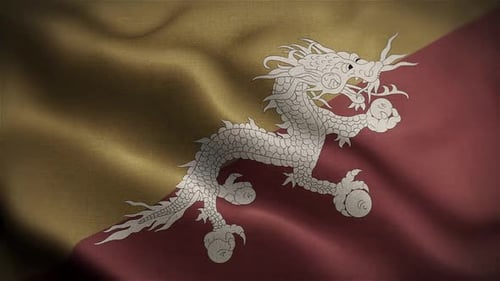 Drapeau ondulé du Bhoutan dans le vent
