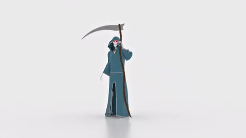 Grim Reaper Stand Idle With Dynamic Dress Simulate in Wind