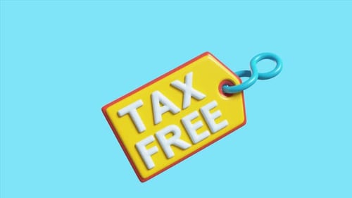 3D Animated Tax Free Price Tag Label Reveal