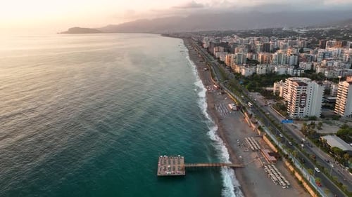 Vue aérienne de la circulation sur la plage 4 km